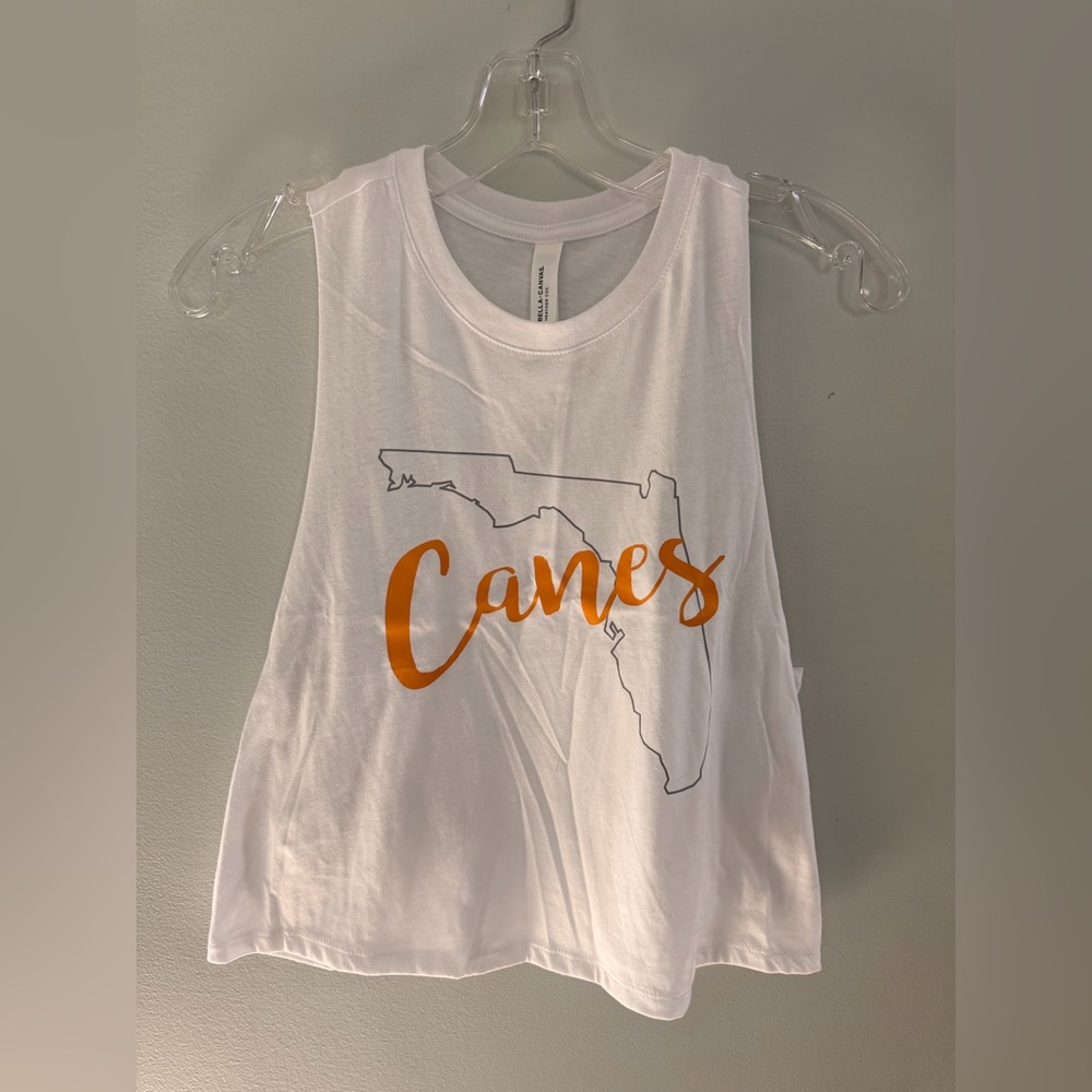 Bella Canvas White Tank with Canes Gold  m Script